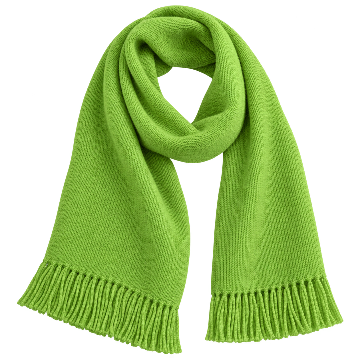 Single-colour knitted scarf in lime green