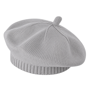 Light grey French-style knitted beret