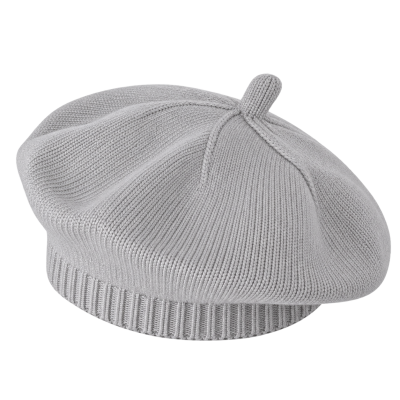 Light grey French-style knitted beret