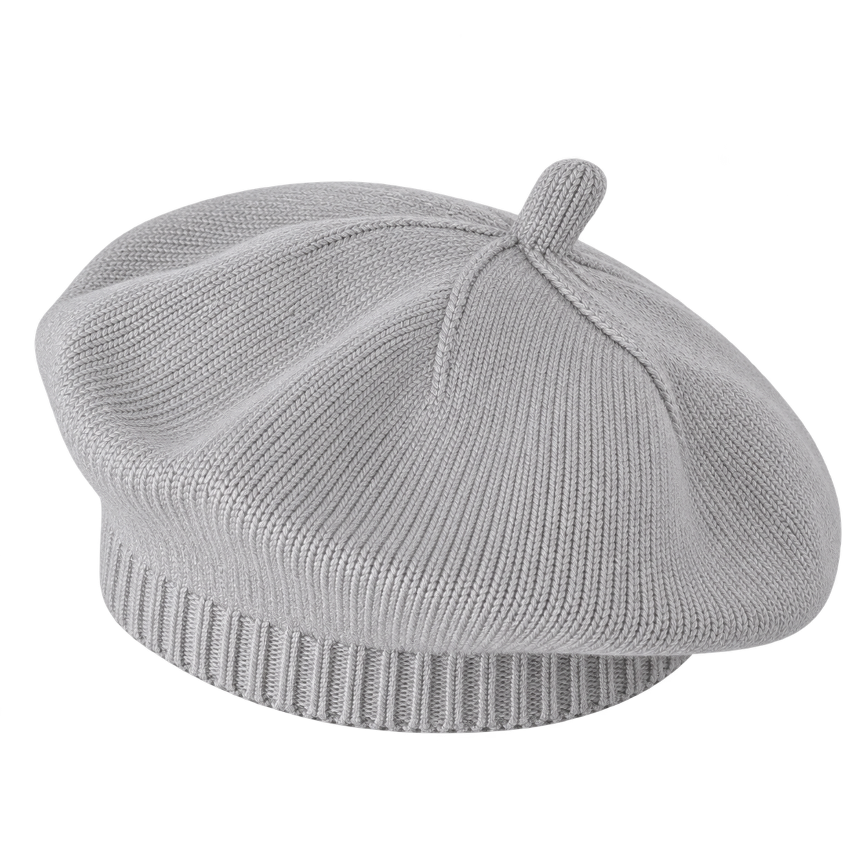 Light grey French-style knitted beret